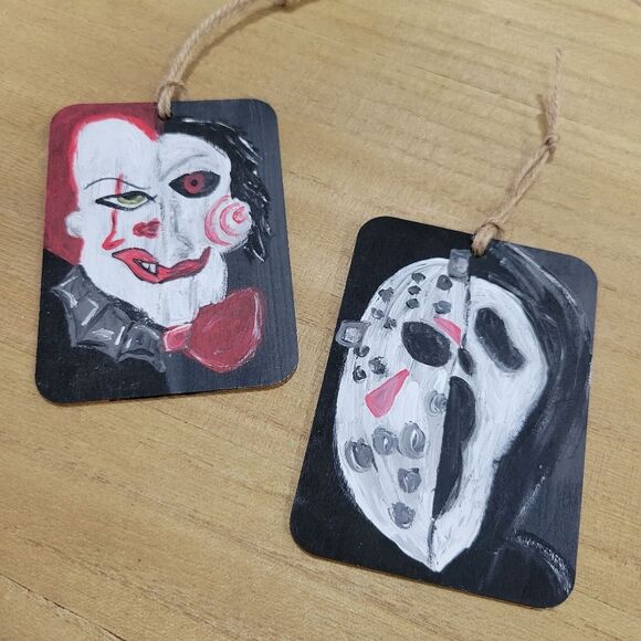 Other - Handpainted Horror Inspired Ornaments Ghostface/Jigsaw/Pennywise/Jason
